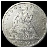1853 Arrows/Rays Seated Liberty Half Dollar  NEAR