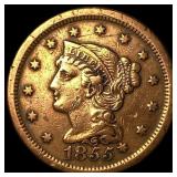 1855 Braided Hair Large Cent LIGHTLY CIRCULATED
