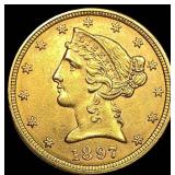 1897 Liberty Head Half Eagle $5 Gold UNCIRCULATED