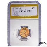 1937-S Wheat Cent PGA MS67 RD