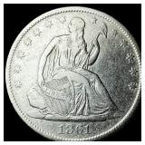 1861-O Silver Seated Liberty Half Dollar  NEARLY