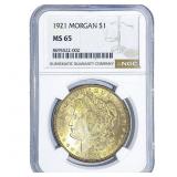 1921 Morgan Silver Dollar NGC MS65
