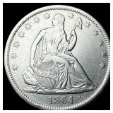 1864-S Silver Seated Liberty Half Dollar  NEARLY