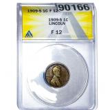 1909-S Wheat Cent ANACS F12