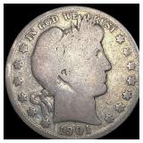 1901-S Silver Barber Half Dollar NICELY CIRCULATED