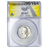 1954 Washington Silver Quarter ANACS PF67 PROOF