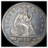 1853 Arrows Seated Liberty Quarter NEARLY UNCIRCUL