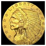 1911 Indian Head Gold $2.50 Quarter Eagle CLOSELY