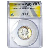 1952 Washington Silver Quarter ANACS PF63 Superbrd