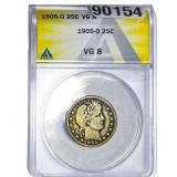 1905-O Barber Quarter ANACS VG8