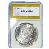 1881-S Morgan Silver Dollar PGA MS64+ PL