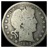 1892 Silver Barber Half Dollar NICELY  CIRCULATED