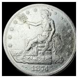 1874-S Silver Trade Dollar NEARLY  UNCIRCULATED