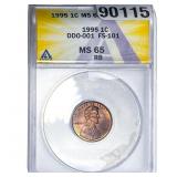1995 Wheat Cent ANACS MS65 RB