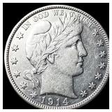 1914-S Silver Barber Half Dollar NEARLY  UNCIRCUL