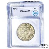1942 Walking Liberty Half Dollar ICG AU53