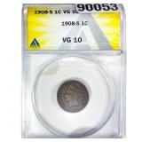 1908-S Indian Head Cent ANACS VG10