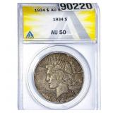 1934 Silver Peace Dollar ANACS AU50
