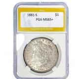 1881-S Morgan Silver Dollar PGA MS65+