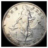 1911-S Philippines Silver Peso NEARLY UNCIRCULATED