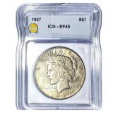 1927 Silver Peace Dollar ICG EF45