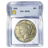 1935 Silver Peace Dollar ICG EF40
