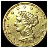 1869 Gold $2.50 Liberty Head Quarter Eagle CLOSELY