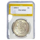 1890-S Morgan Silver Dollar PGA MS62