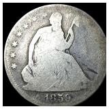 1859 Silver Seated Liberty Half Dollar NICELY CIRC