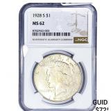 1928-S Silver Peace Dollar NGC MS62