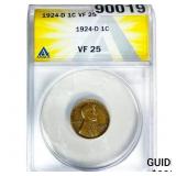 1924-D Wheat Cent ANACS VF25