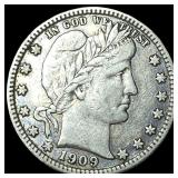 1909-D Silver Barber Quarter LIGHTLY CIRCULATED