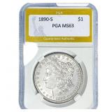 1890-S Morgan Silver Dollar PGA MS63