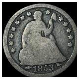 1853 Arrows Seated Liberty Half Dime NICELY CIRCUL