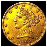 1882 Liberty Head Half Eagle $5 Gold CLOSELY UNCIR