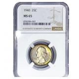 1940 Washington Silver Quarter NGC MS65
