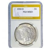 1934-D Silver Peace Dollar PGA MS63