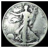 1938-D Silver Walking Liberty Half Dollar LIGHTLY