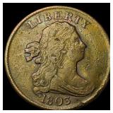 1803 Draped Bust Half Cent NEARLY  UNCIRCULATED
