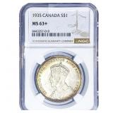 1935 $1 Sliver Canada  NGC MS63+