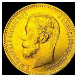 1901 Gold 5 Roubles Russia UNCIRCULATED