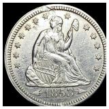 1853 Arrows Seated Liberty Silver Quarter HIGH GRA