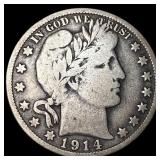 1914-S Silver Barber Half Dollar NICELY CIRCULATED