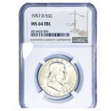 1957-D Franklin Half Dollar NGC MS64 FBL