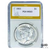 1921 Silver Peace Dollar PGA MS63