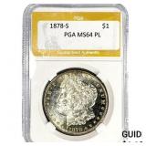 1878-S Morgan Silver Dollar PGA MS64 PL