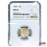 1945 Mercury Silver Dime NGC MS65