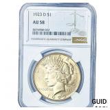 1923-D Silver Peace Dollar NGC AU58
