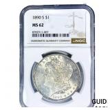 1890-S Morgan Silver Dollar NGC MS62