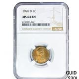 1928-D Wheat Cent NGC MS64 BN